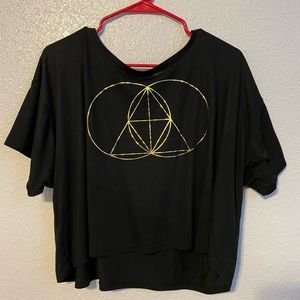 Glitch Mob Gold Logo Crop Top, L/XL